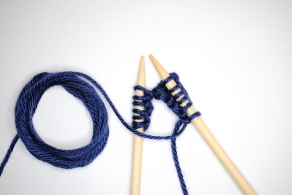 Wool Yarn - blue and white beaded necklace