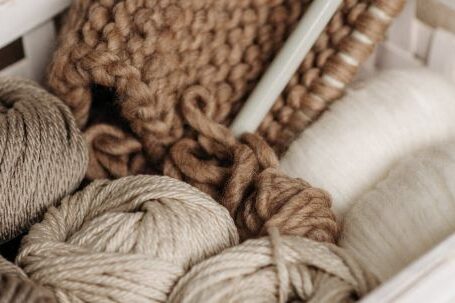 Wool Yarn - White and Brown Yarns In Basket