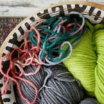Yarn Socks - green red and blue yarn