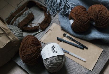 Wool Yarn - brown yarns and three balls