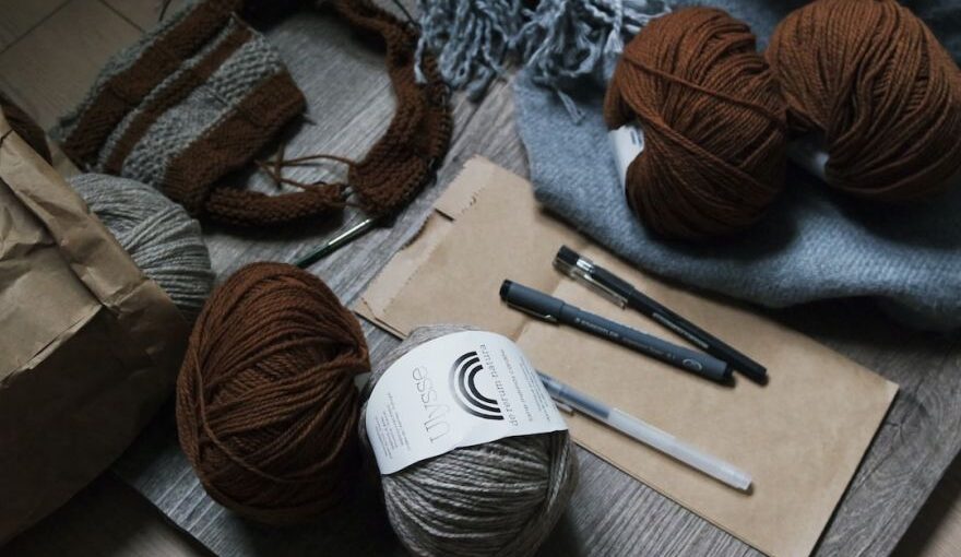Wool Yarn - brown yarns and three balls