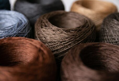 Linen Yarn - brown and black rolled yarn