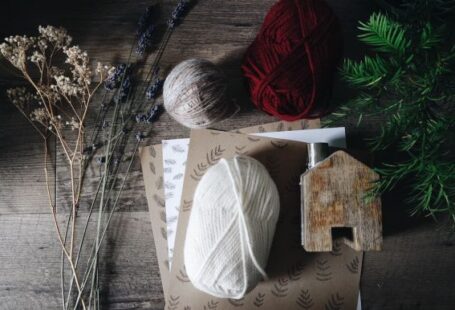 Novlty Yarn - brown, white, and red yarn near flowers