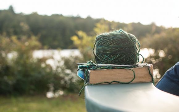 Ethical Yarn - green yard on white book