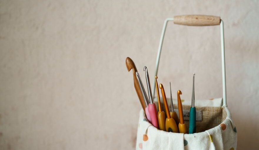 Yarn Tools - a bag filled with lots of different colored needles