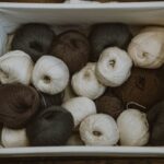 Mohair-blend Yarn - brown and white yarn rolls