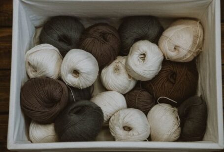 Mohair-blend Yarn - brown and white yarn rolls