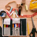 Yarn Tools - Sewing Material on a Wooden Table