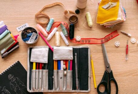 Yarn Tools - Sewing Material on a Wooden Table