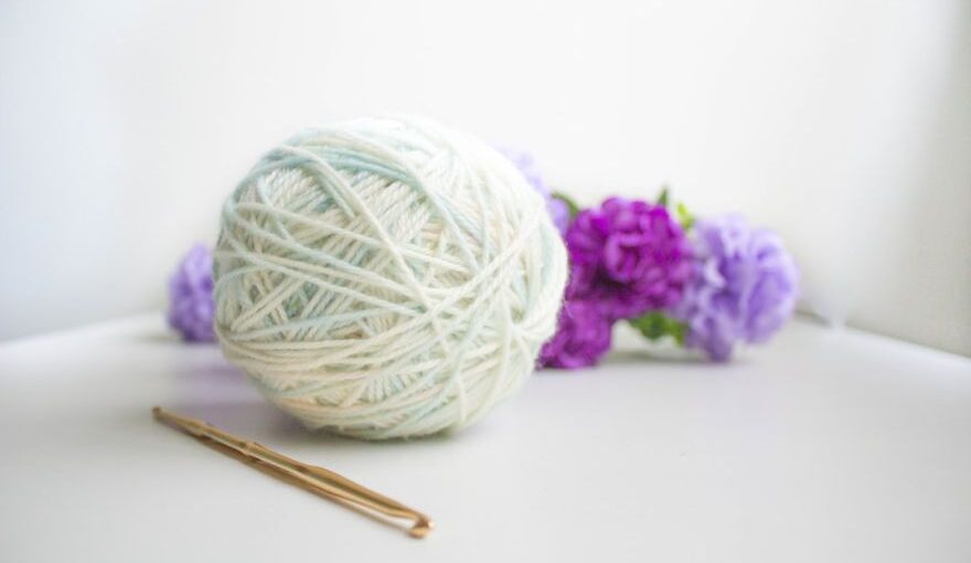 Yarn Tools - green and purple yarn ball