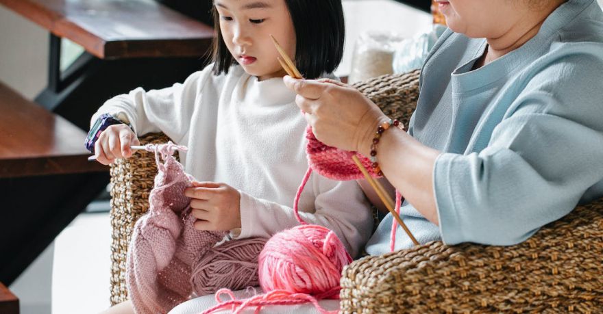 Yarn Tools - Mother and Daughter Doing Crafting Activities