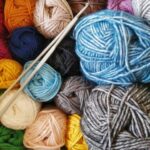 Yarn - orange blue and white yarn