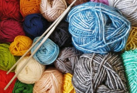 Yarn - orange blue and white yarn